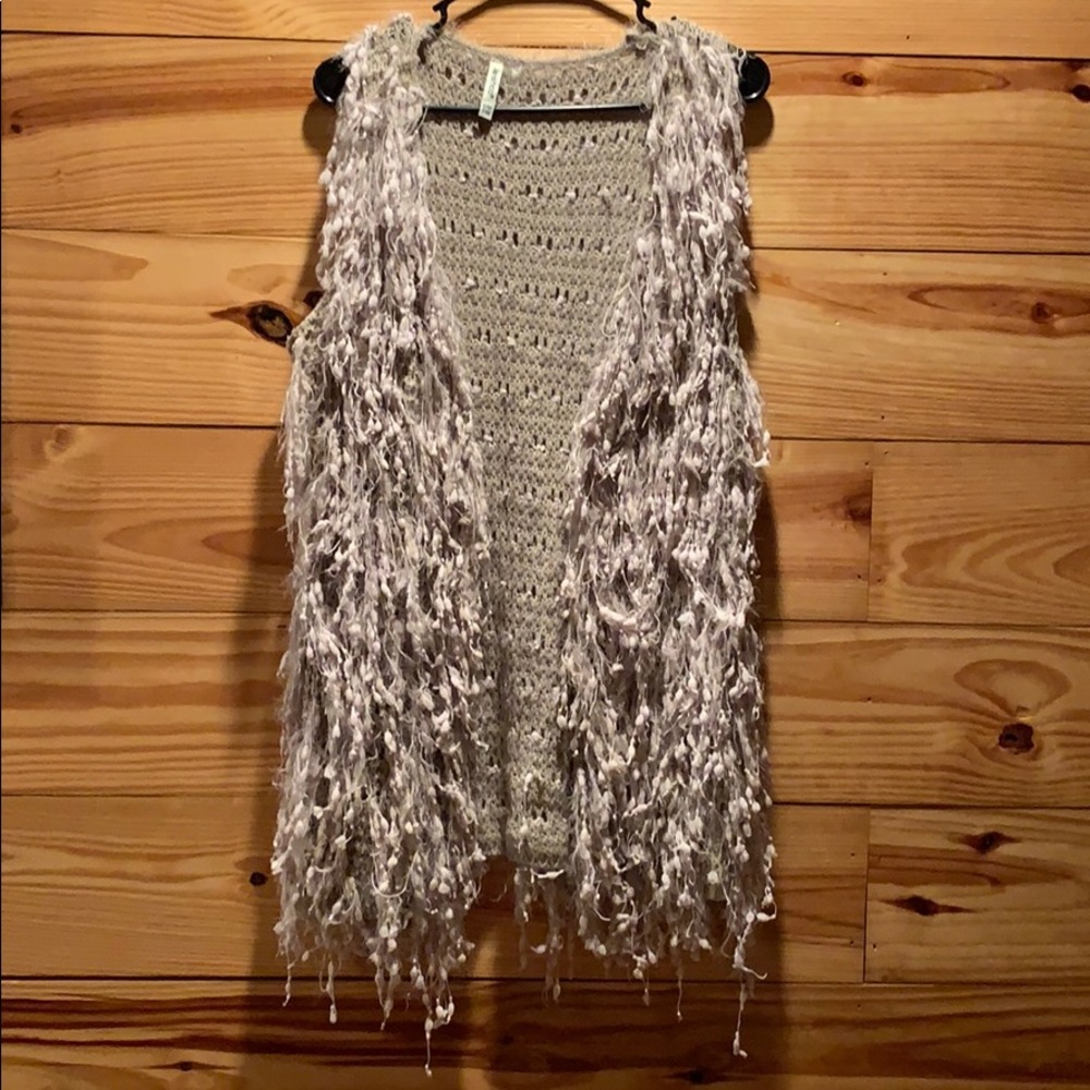 Beige Wooley Long Vest